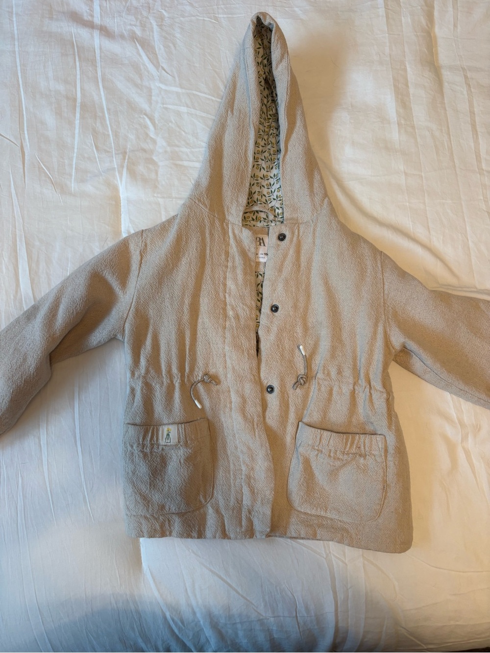 Zara Kids Hooded Jacket in Light Beige